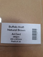 House of Paper A4 Buffalo Kraft Natural Brown Card Stock pack of 20